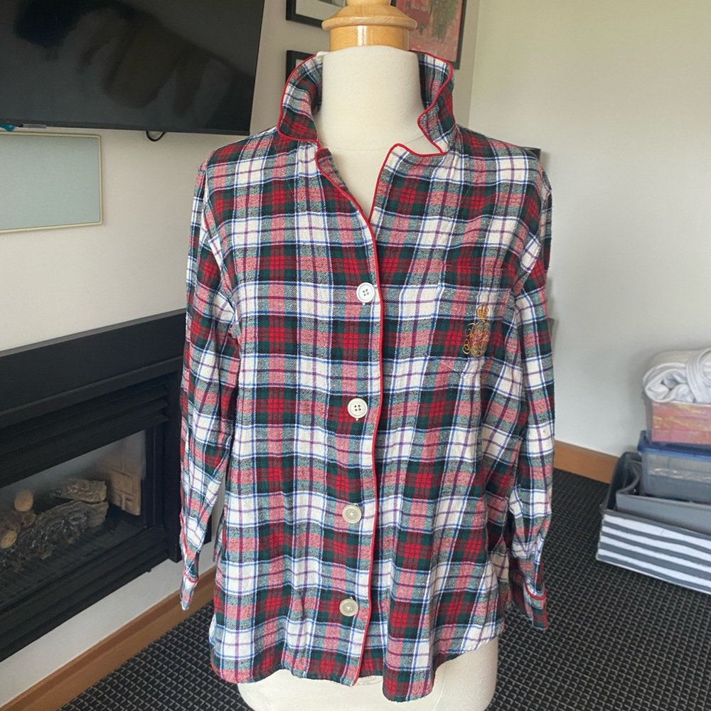 Ralph Lauren Flannel Plaid Pajama - top only